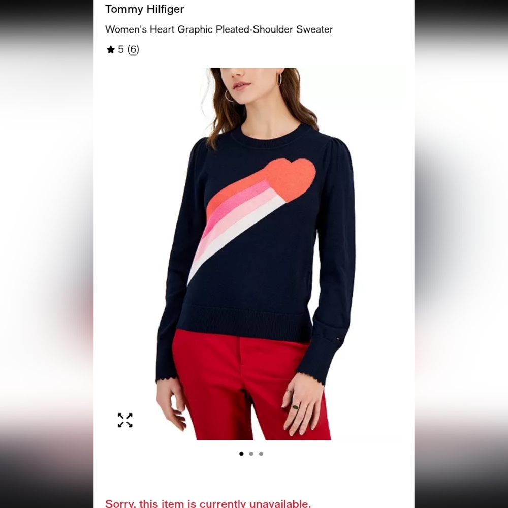 Tommy Hilfiger Women's Heart Graphic Pleated-Shoulder Sweater